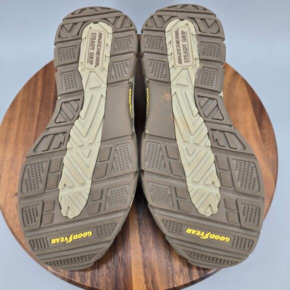 Skechers Shoes Mens 11.5 Taupe Canvas Slip On Comfort Relaxed Fit Casual Sneaker